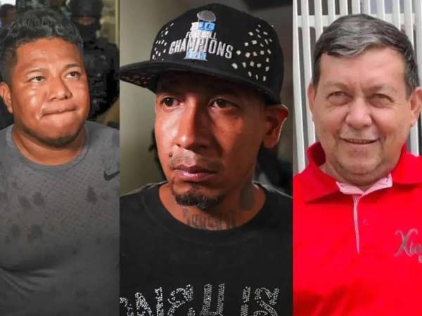Erlin Margarito Escoto y Aníbal Josué Aguilar están en prisión por el asesinato de Óscar Bustillo Oseguera, derecha, candidato a diputado por el partido Libre.