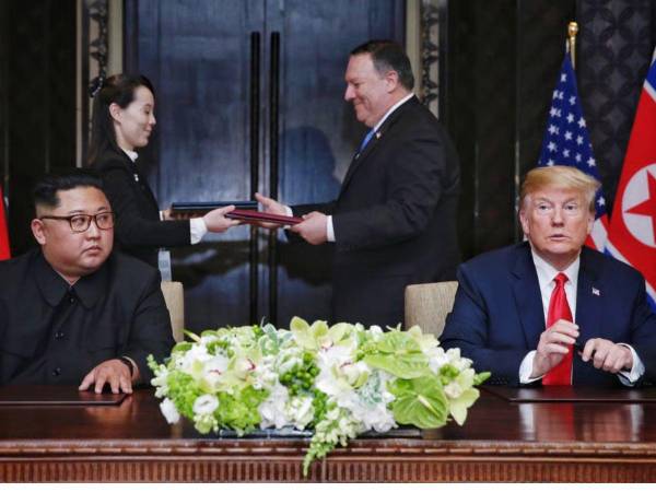 El presidente de Corea del Norte, Kim Jong Un, y el mandatario estadounidense Donald Trump en una imagen de archivo.