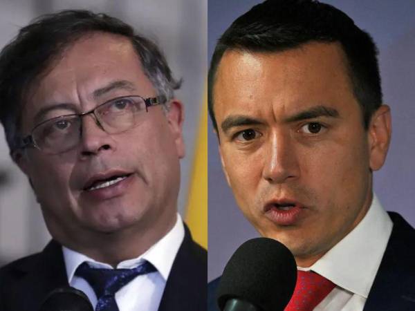 El presidente de Colombia, Gustavo Petro, y homólogo ecuatoriano, Daniel Noboa.