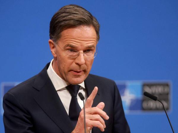 El Secretario General de la OTAN, Mark Rutte, en una conferencia de prensa.