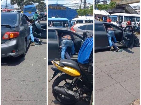 Tras un choque, conductores se fueron a los golpes en Comayagüela. Uno de los involucrados aparentemente sacó una arma de fuego, por la que otros pobladores forcejearon con él para evitar una tragedia.