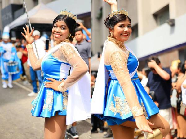 Con una impecable presentación, las hermosas palillonas del Instituto José Trinidad Reyes (JTR) de San Pedro Sula se convirtieron en uno de los grandes atractivos de los desfiles patrios. Fotos: Yoseph Amaya.