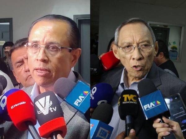 Los periodistas <b>Dagoberto Rodríguez</b> y <b>Rodrigo Wong Arévalo, llegando al Jusgado de Letras de Francisco Morazón.</b>