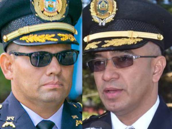 El <b>comisario</b> de la Policía Nacional, <b>Cristian Nolasco, y Jorge Daniel Molina, nuevo d</b>irector de la División Antiextorsión.
