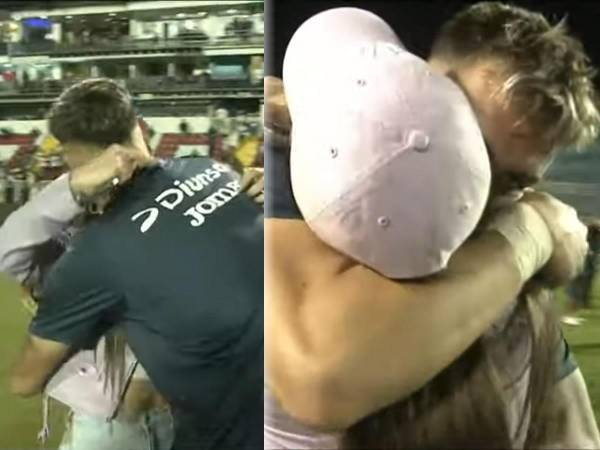 Rodrigo Auzmendi y Laura Meza protagonizaron un lindo momento tras el título del Motagua ante Olimpia.