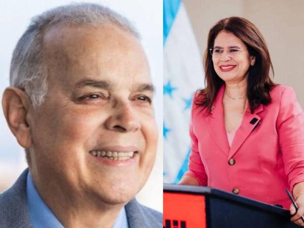 El analista venezolano Alejandro Peña Esclusa y Rixi Moncada, candidata presidencial del Partido Libertad y Refundación (Libre).