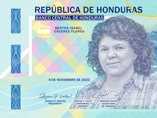 Imagen del nuevo billete de L200 en Honduras.