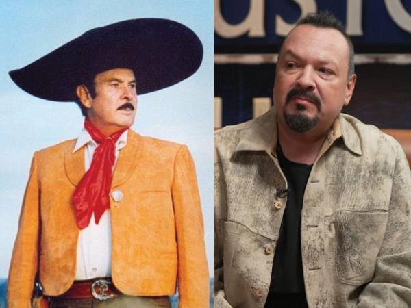 El fallecido cantante Antonio Aguilar y su hijo Pepe Aguilar.