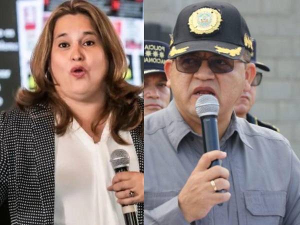 Julissa Villanueva y el secretario de Seguridad, Gustavo Sánchez.