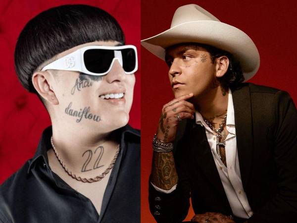 Los cantantes Christian Nodal y Dani Flow.