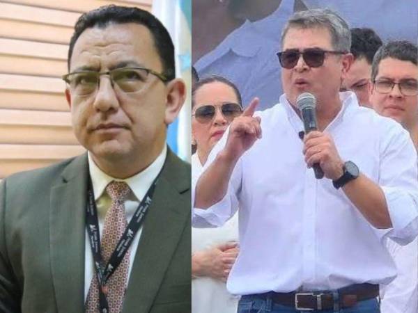 Melvin Duarte, director de Comunicaciones del Poder Judicial, y Juan Orlando Hernández, expresidente de Honduras.