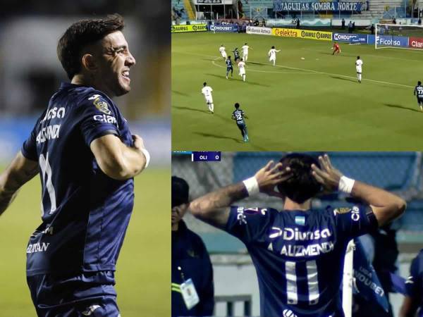Agustín Auzmendi madrugó a la defensa del Olimpia y puso a ganar al Motagua a los tres minutos.