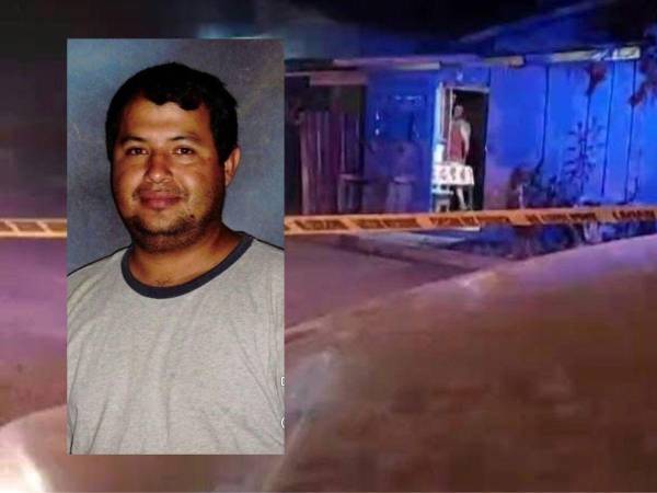 Escena acordonada por la Policía Nacional en el barrio San José Arriba de Guaimaca, donde Wilson Reyes fue asesinado a balazos dentro de un negocio de comida.