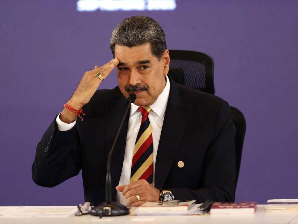 El presidente de Venezuela, Nicolás Maduro, durante una rueda de prensa este lunes, en Caracas.