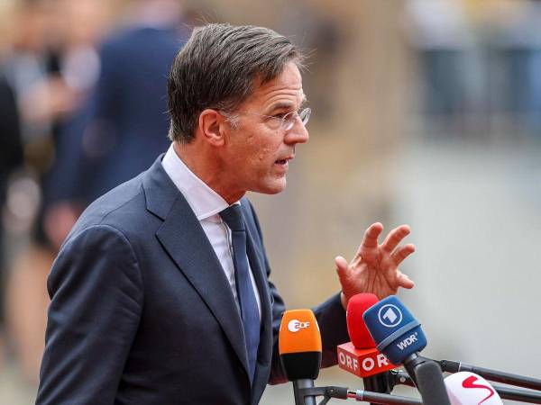 El jefe de la OTAN, Mark Rutte, durante una conferencia de prensa.
