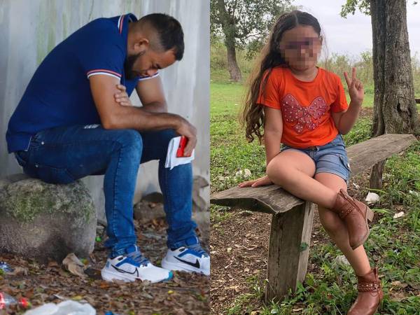 Cristóbal Sabillón, padre de la niña Kimberly Sabillón, reclamó entre lágrimas y dolor el cuerpo de su hija en la morgue forense.