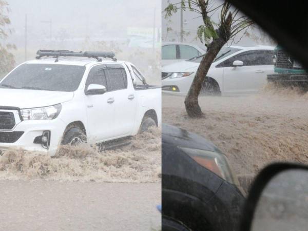 Diversas calles de la capital de Honduras se encuentran inundadas debido a las fuertes lluvias que se presentan este lunes 22 de abril en la zona central del país.