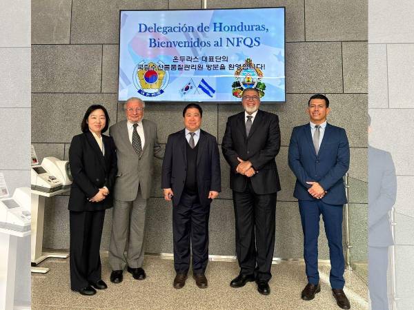 La delegación hondureña y de Corea del Sur durante una visita oficial en noviembre del 2024.