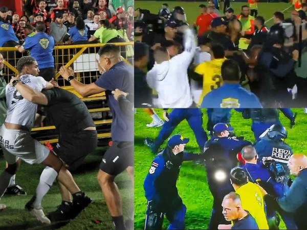 Futbolistas del Alajuelense y Herediano se fueron a los golpes tras el pitazo final del partido.