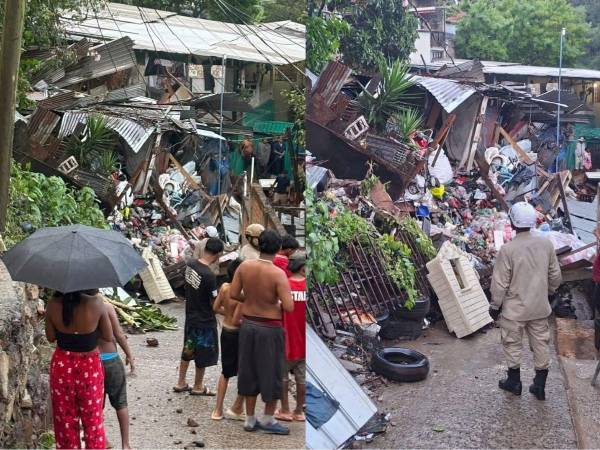Equipos de emergencia trabajan en la colonia La Laguna, donde cuatro viviendas colapsaron y una persona fue localizada y extraída de entre los escombros.