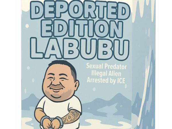 Una ilustración de un Labubu inspirado en un migrante deportado, en una imagen compartida por la Casa Blanca.