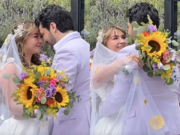 Daniela Luján y Mario Monroy en su boda.