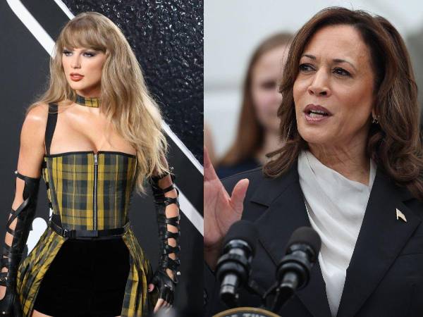 Cantante Taylor Swift y Kamala Harris.