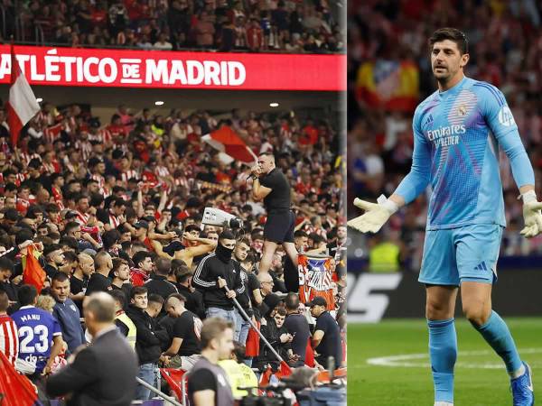 Los hinchas del Atlético ubicados en el Fondo Sur del estadio lanzaron objetos a Courtois y el partido se suspendió por 16 minutos.