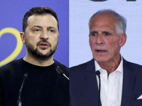 El presidente ucraniano, Volodímir Zelenski, y el presidente de Honduras, Nasry Asfura.