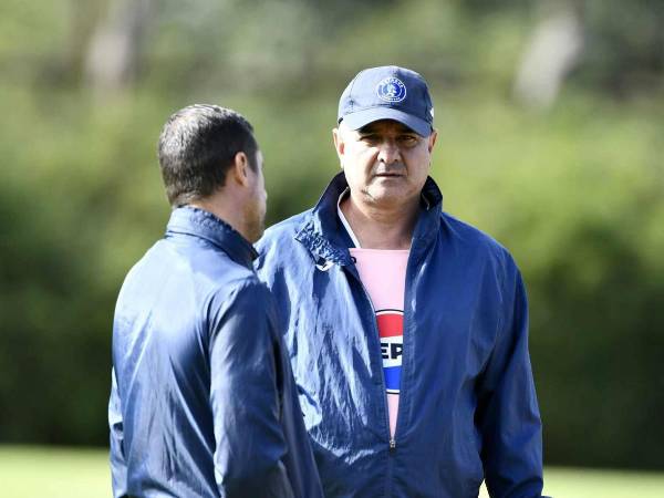Diego Vázquez, durante el entrenamiento de Motagua este miércoles 5 de febrero.