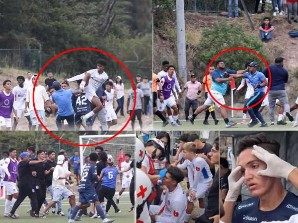 La Gran Final del Torneo de Reservas entre Olimpia y Motagua terminó en tremendo zafarrancho entre futbolistas de ambos equipos y padres de familia que ingresaron al campo.