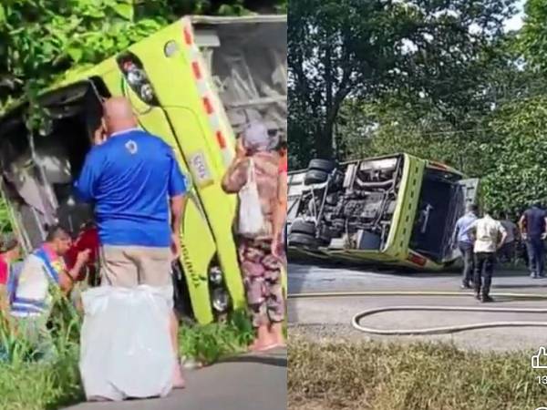 Un grave accidente de tránsito se registró la mañana de este miércoles 28 de octubre en Sarapiquí, Costa Rica, donde un autobús que transportaba a más de 50 personas volcó sobre uno de sus costados, dejando un saldo preliminar de dos mujeres fallecidas y decenas de heridos.