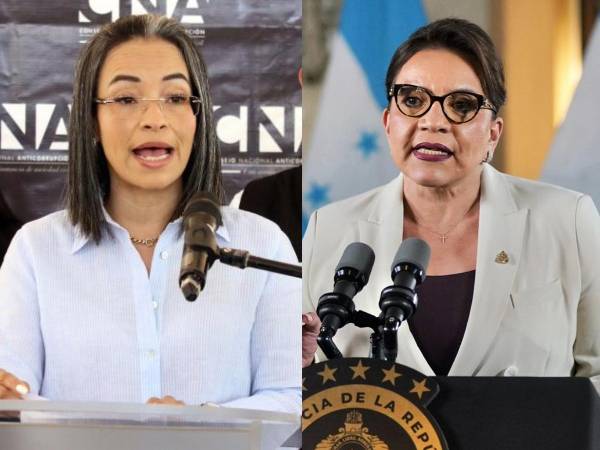 Gabriela Castellanos, directoral del CNA, y la presidenta de la República, Xiomara Castro.