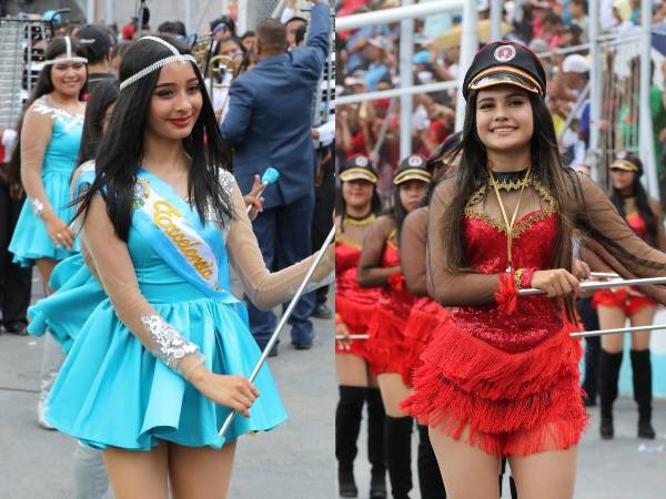 Dos jóvenes palillonas derrocharon belleza y talento en los desfiles patrios en Tegucigalpa.
