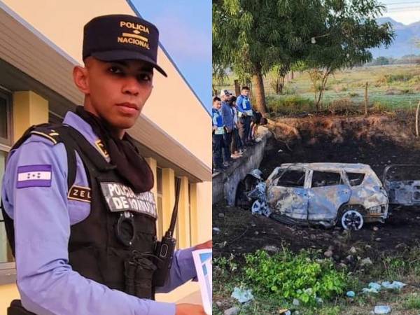 Un subinspector policial murió calcinado luego de accidentarse en su vehículo en Olanchito, departamento de Yoro.