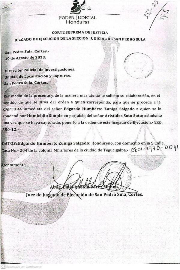 Orden de captura contra Edgardo Zúniga Salgado.