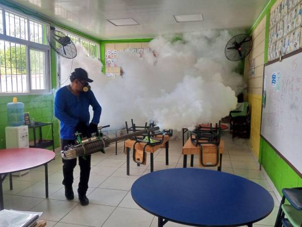 La fumigación forma parte de las acciones de prevención para reducir la exposición de la comunidad educativa al dengue.