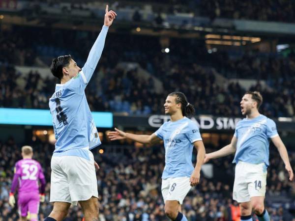 Jugaodes del Manchester City celebrando uno de lo goles ante el Newcastle.