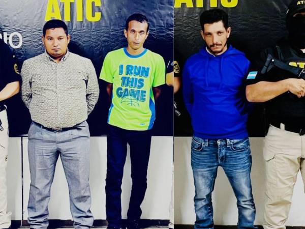 Fotografía de los tyres imputados Gerardo Ismael Orellana Almendares, Tomás Orellana y José Daniel Enamorado Ramírez.