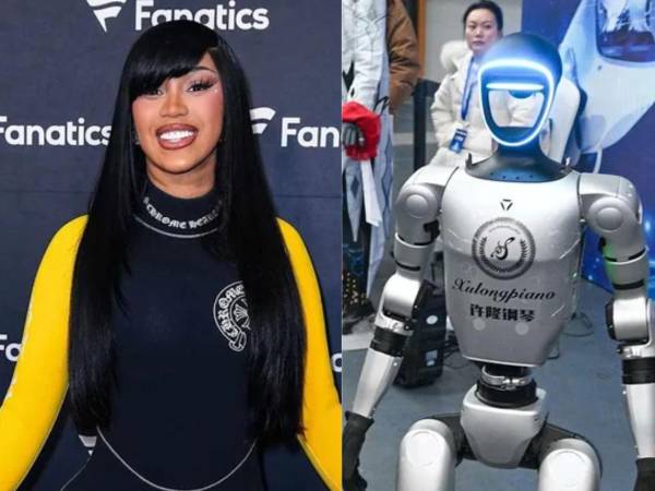 Cardi B bailaba junto a este robot cuando lo agarro mal y se le vino encima y ella cayó al suelo de espalda.