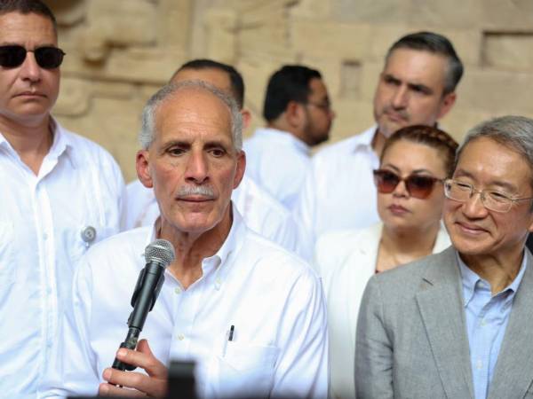 El presidente Nasry Asfura, durante los actos conmemorativos por los 1,600 años de la llegada de la dinastía Maya fundadora de Copán.
