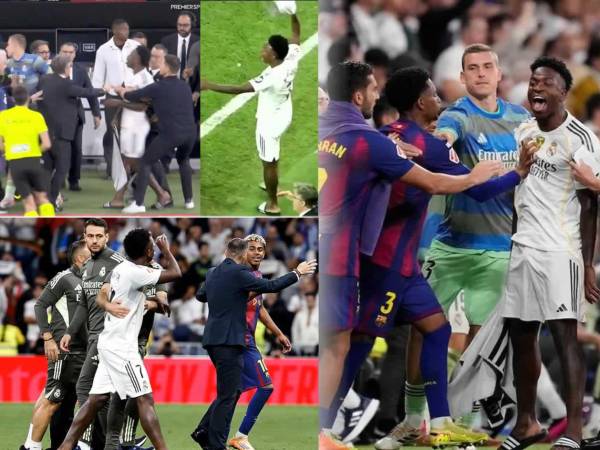 Vinicius dedicó varios gestos a los jugadores del Barcelona y calentó el Clásico en el Bernabéu.