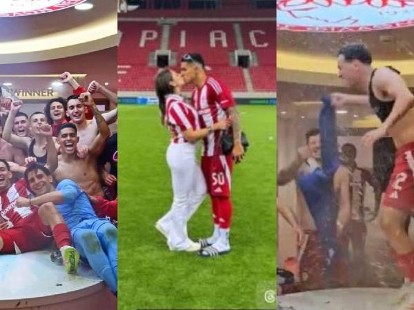 Las mejores imágenes de los festejos de Luis Palma y el Olympiacos tras coronarse campeón de la Superliga de Grecia.