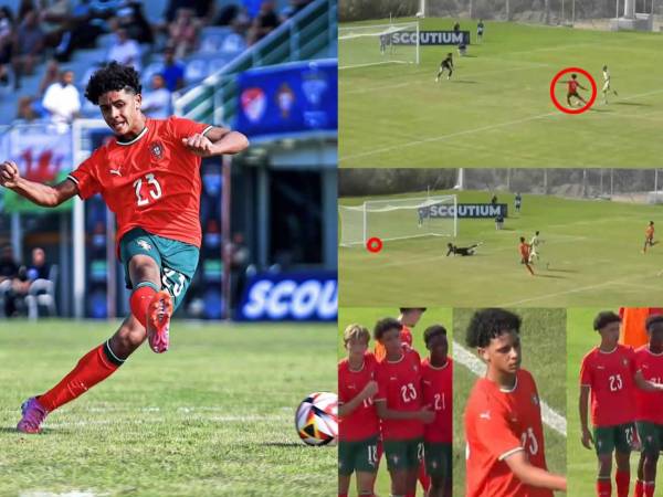 Cristiano Ronaldo Júnior ya celebra goles con la camiseta de la Selección Sub-16 de Portugal.