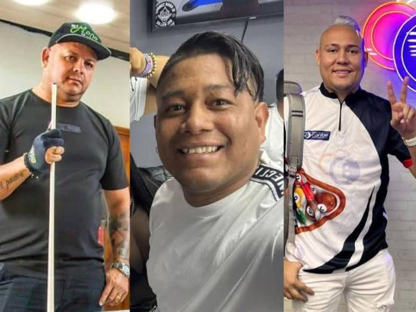 “Mono” Felipe, “Kuko” y “Piolín”, tres de los mejores jugadores de billar de Colombia.