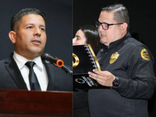 Comisario de policía Arnold Yadir Cantarero Argueta y el nuevo director de la ATIC, Allan Reyes.