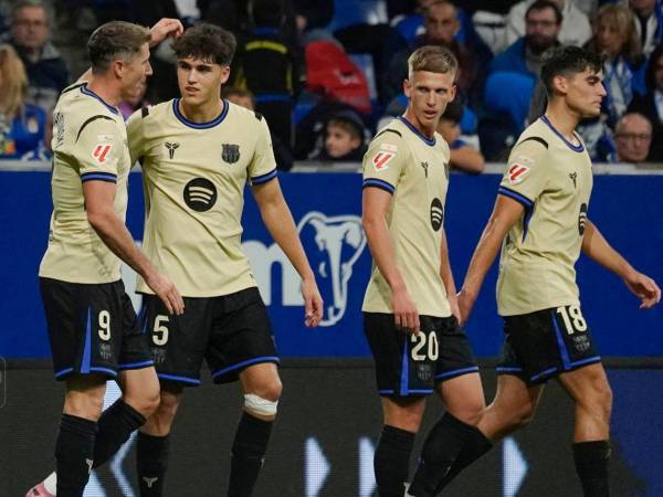 Jugadores del Barcelona celebrando.