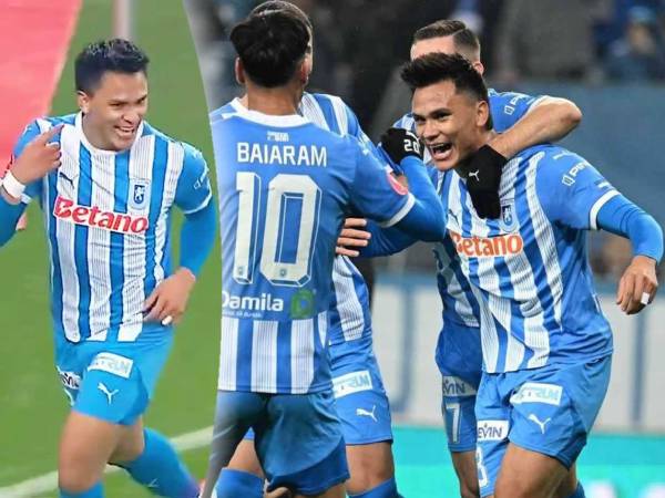 Denil Maldonado celebró su gol que brindó el triunfo al Universitatea de Craiova ante ASC Oțelul Galați.