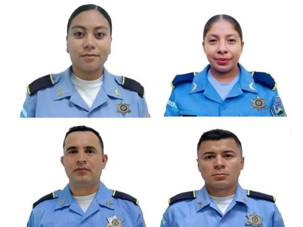 Fotos en vida de los cuatro agentes policiales que perdieron la vida.