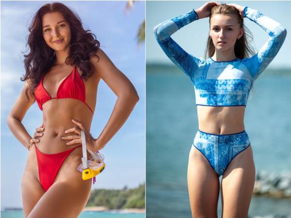 Las bragas de tiro alto, estilo noventero, en bikinis son la tendencia del año, así mismo los conjuntos de braguita a la cintura con tops manga larga.